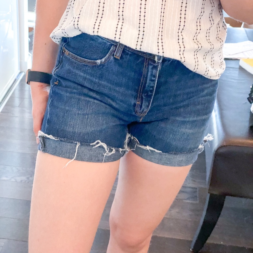 Zara Dark Denim High Waisted Shorts - Long or Cuff